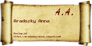 Aradszky Anna névjegykártya